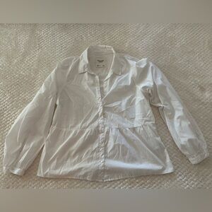 Abercrombie & Fitch White Peplum Button Down Shirt - Size L